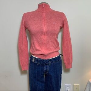 Pink wool blend United Colors of Benetton knit zip-up sweater cardigan